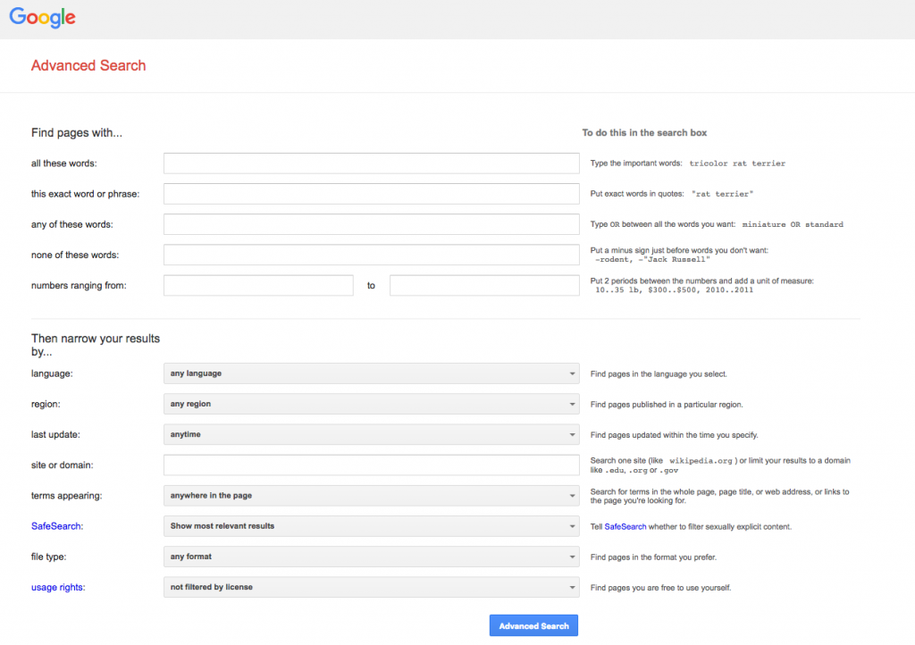 how to search for specific file type in google