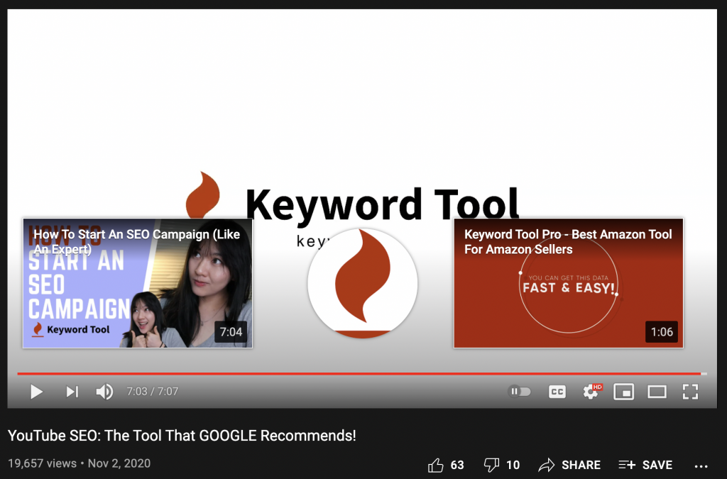 YouTube video end cards