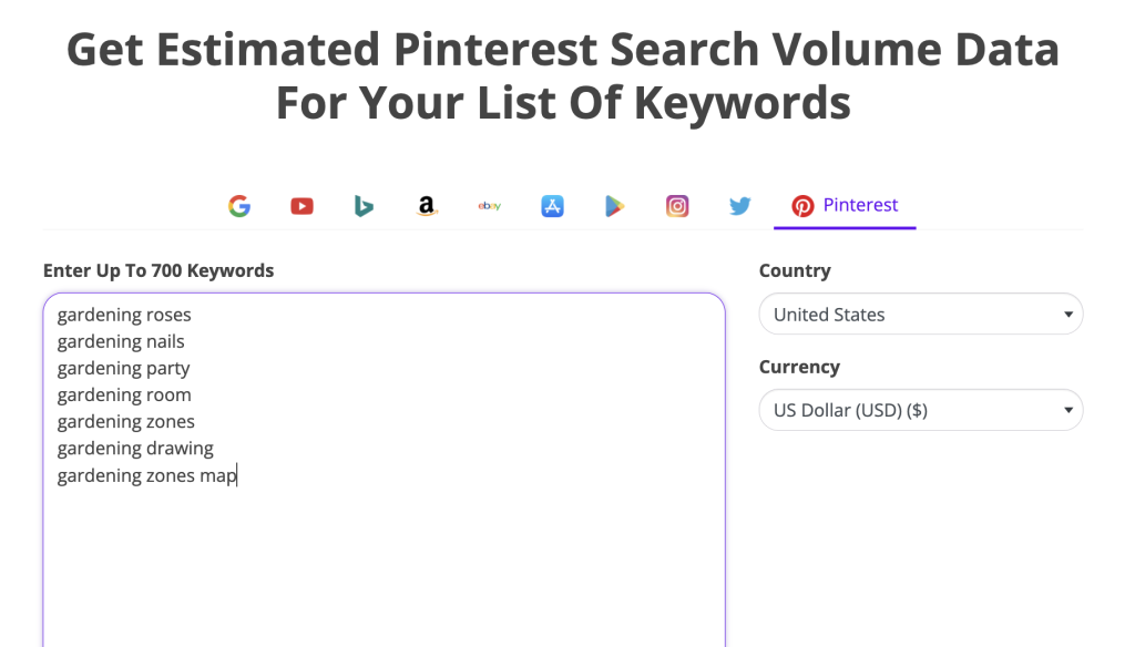 check search volume for pinterest